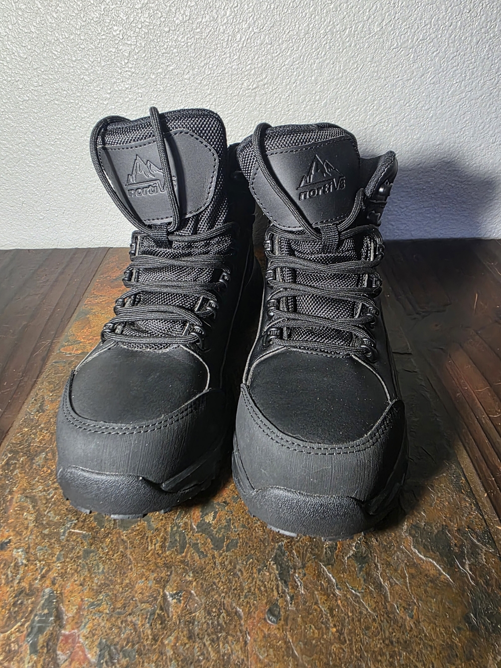 Nortiv 8 Men's Black Tactical Hiking Boots - Lace-Up Ankle Support
